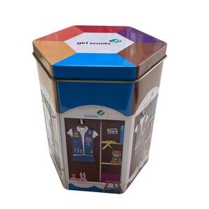 Girl Scouts Hexagonal Tin Box With Colorful Design & Emblems 2018
